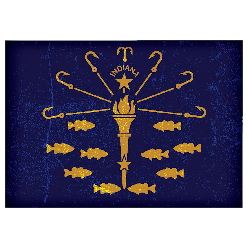 Indiana Fishing-Themed State Flag Souvenir Magnet