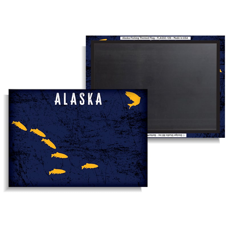 Alaska Fishing-Themed State Flag Souvenir Magnet