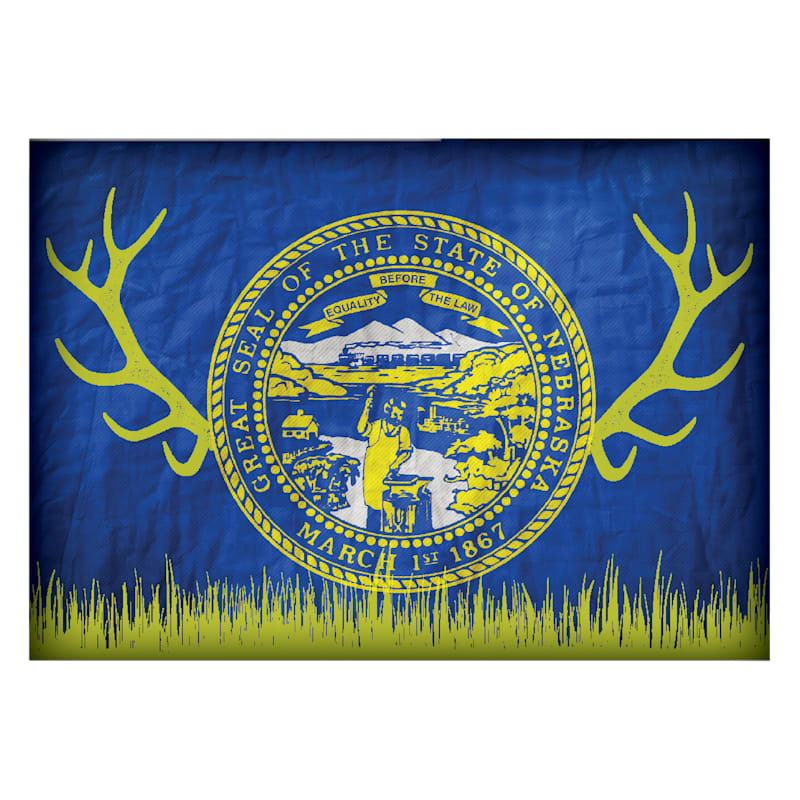 Nebraska Hunting-Themed State Flag Souvenir Magnet