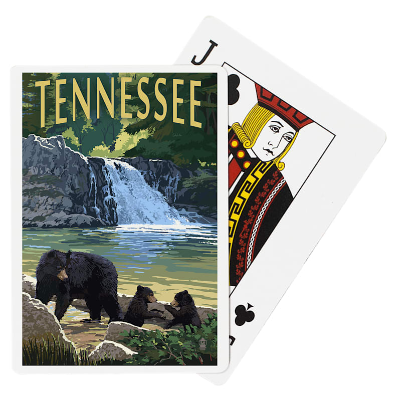Lantern Press Tennessee Bears and Waterfall Playing Cards