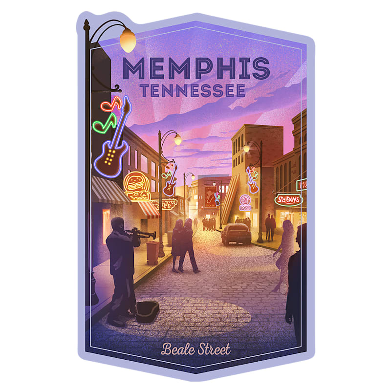 Lantern Press Memphis Tennessee Beale Street Die-Cut Sticker