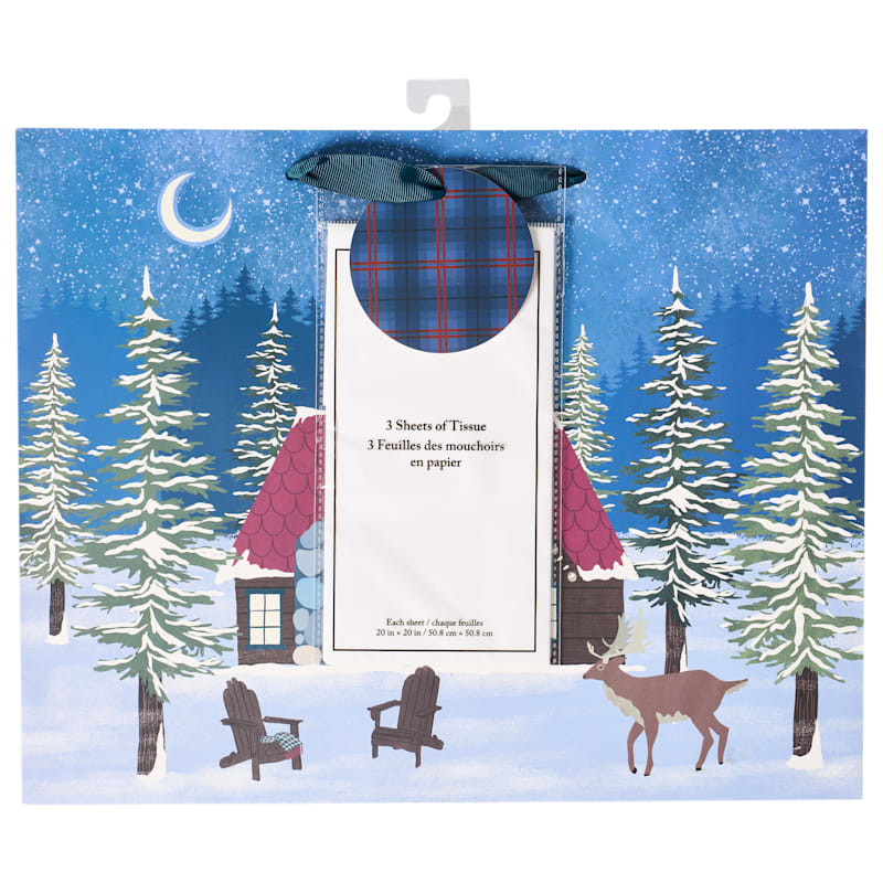 Molly & Rex Winter Cabin Horizontal Gift Bag with Tissue Paper