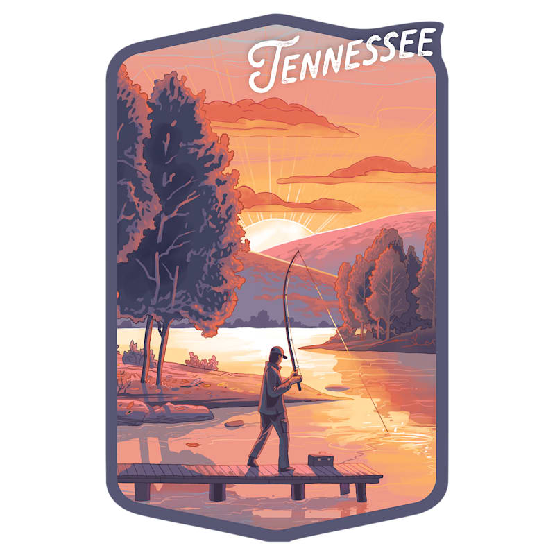Lantern Press Tennessee Fishing Die-Cut Sticker