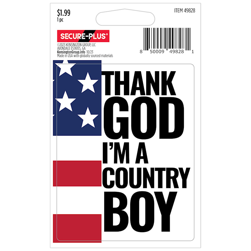 Secure-Plus Thank God I'm A Country Boy Sticker