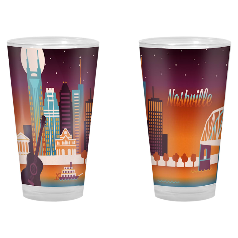 Lantern Press Nashville Retro Skyline Pint Glass