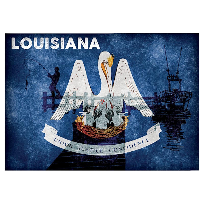 Louisiana Fishing-Themed State Flag Souvenir Magnet