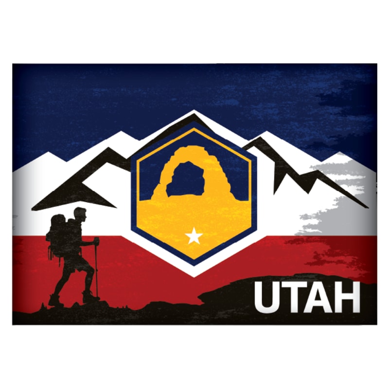 Utah Hiking-Themed State Flag Souvenir Magnet