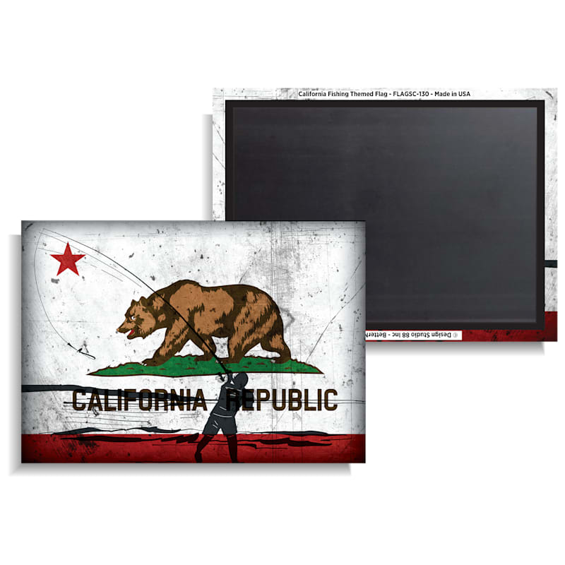 California Fishing-Themed State Flag Souvenir Magnet