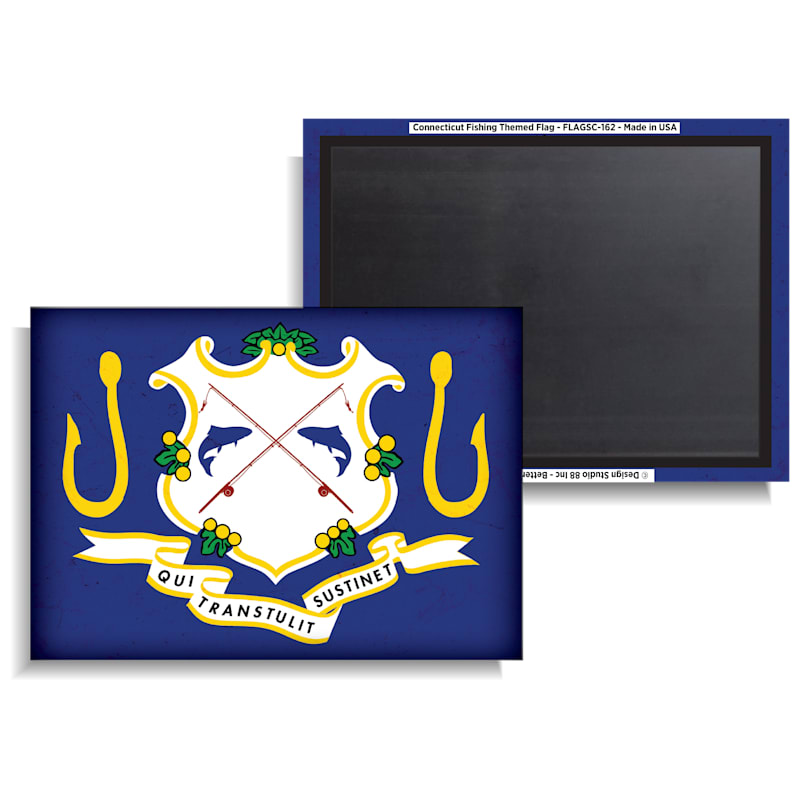 Connecticut Fishing-Themed State Flag Souvenir Magnet