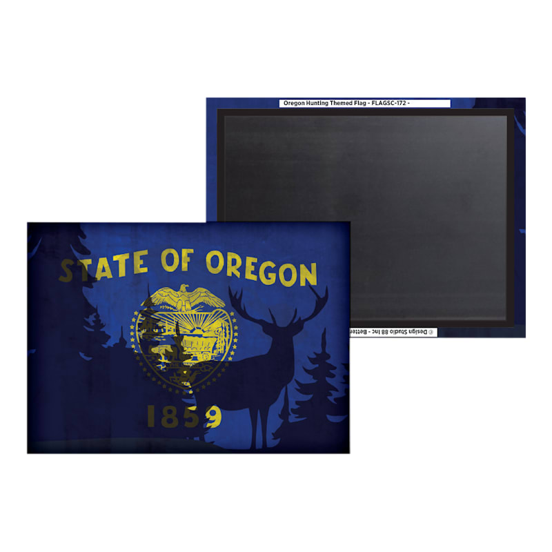 Oregon Hunting-Themed State Flag Souvenir Magnet
