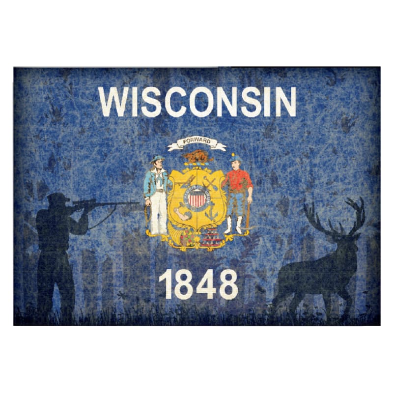 Wisconsin Hunting-Themed State Flag Souvenir Magnet