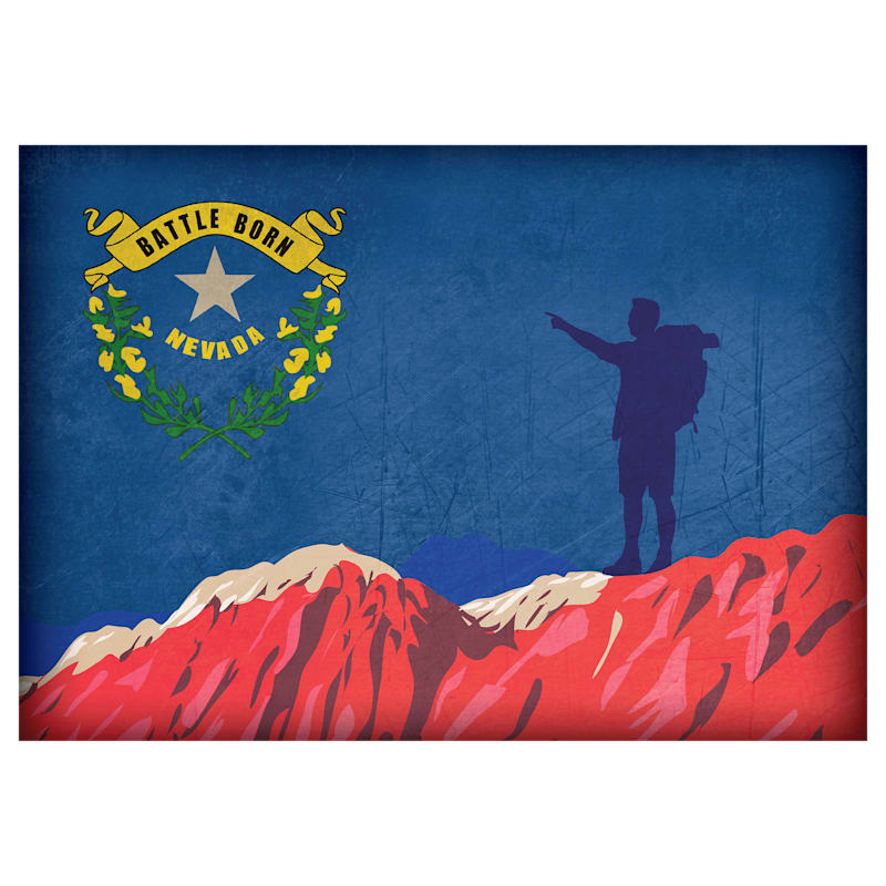 Nevada Hiking-Themed State Flag Souvenir Magnet