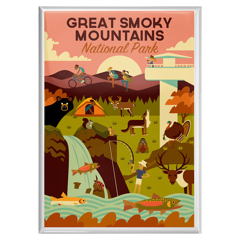 Lantern Press Great Smoky Mountains National Park Art Deco Magnet