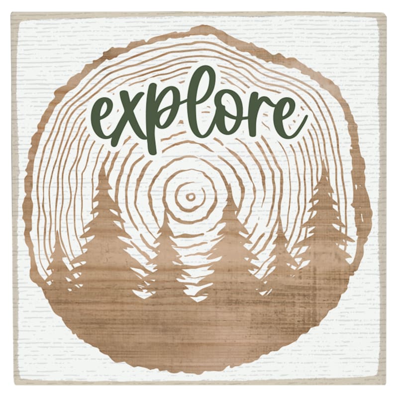 Sincere Surroundings Explore Tree Ring Square Magnet