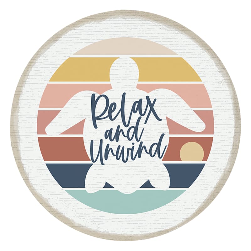 Sincere Surroundings Relax Unwind Turtle Round Magnet