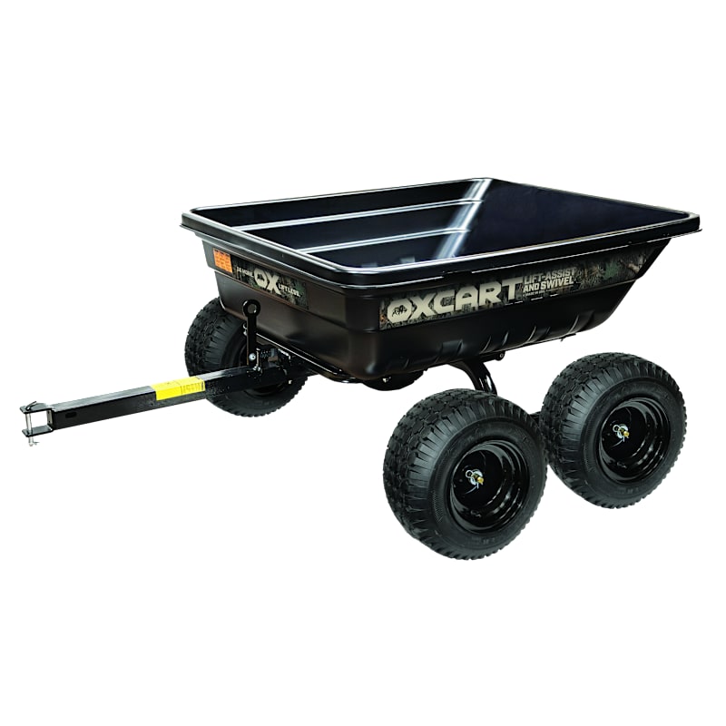 OxCart QUAD Pursuit Ambush Camo ATV-Grade 15 cu. – 17 cu ft. Lift-Assist and Swivel Dump Cart w Run-Flat Super MAG Tires