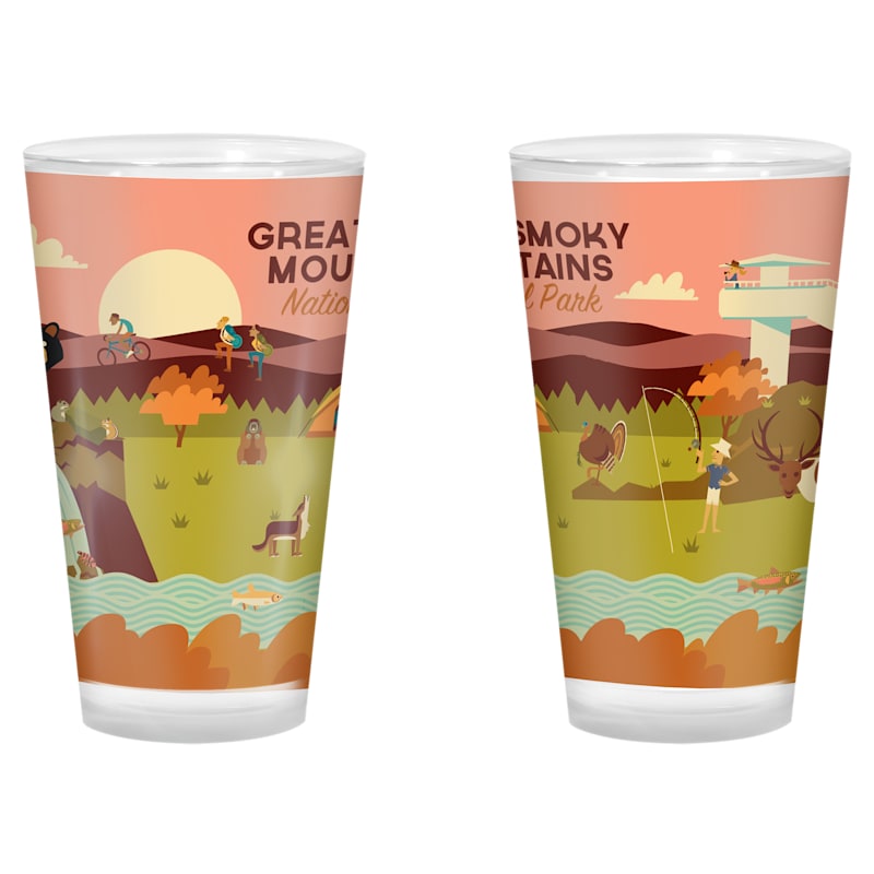 Lantern Press Great Smoky Mountains Geometric Pint Glass