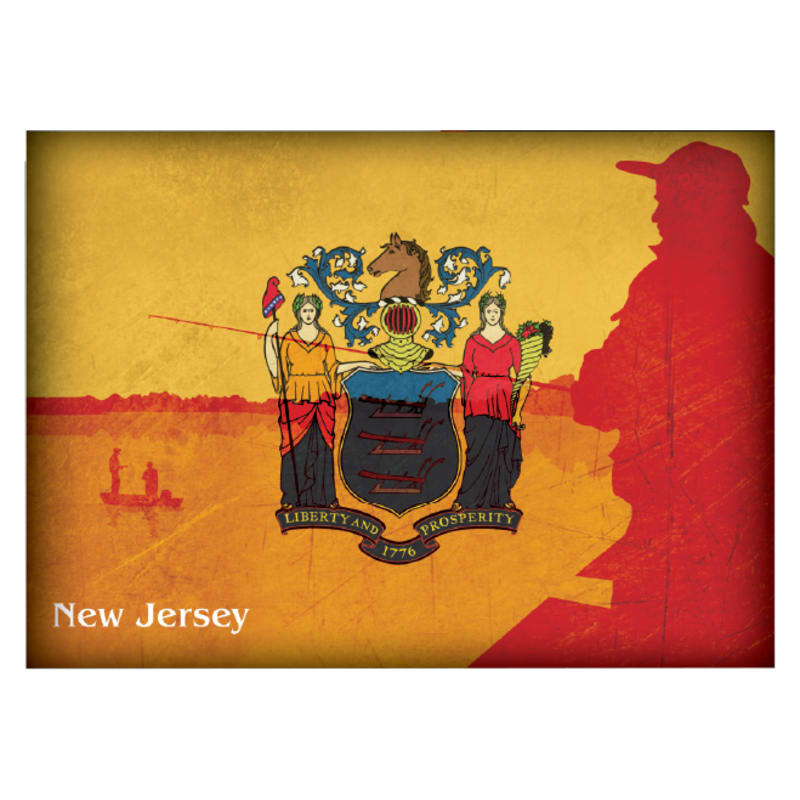 New Jersey Fishing-Themed State Flag Souvenir Magnet