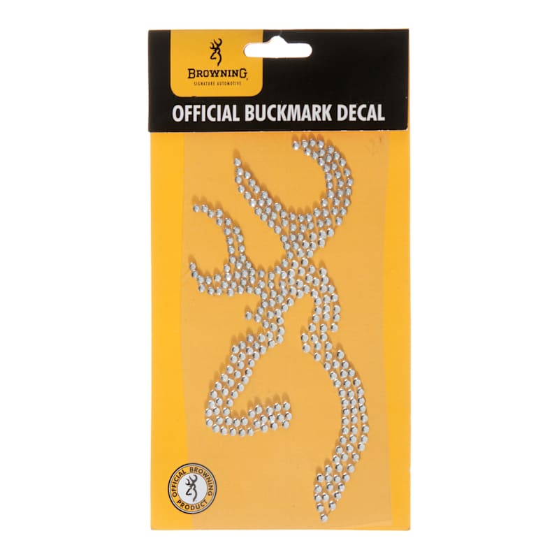 Browning Silver Rhinestone Buckmark Decal