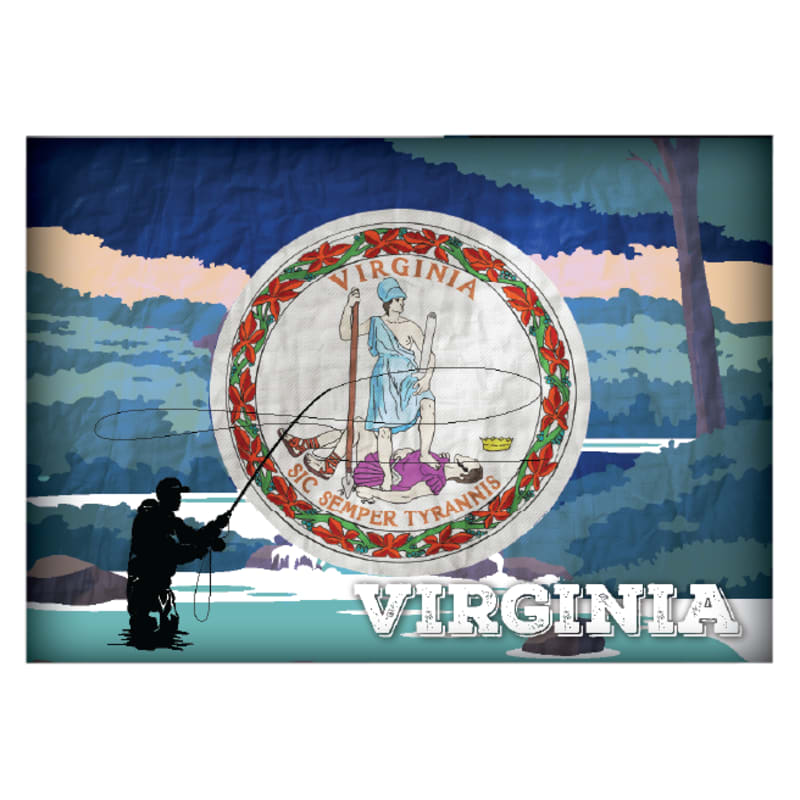 Virginia Fishing-Themed State Flag Souvenir Magnet