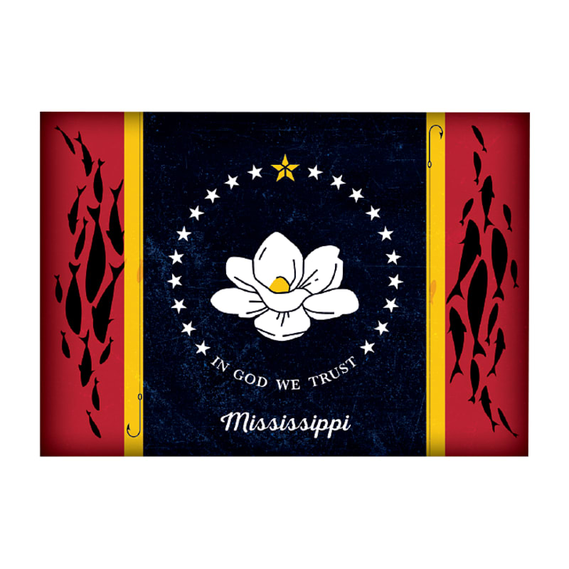 Mississippi Fishing-Themed State Flag Souvenir Magnet