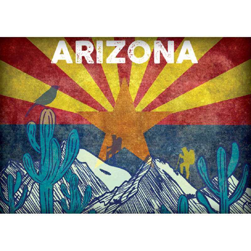 Arizona Hiking-Themed State Flag Souvenir Magnet