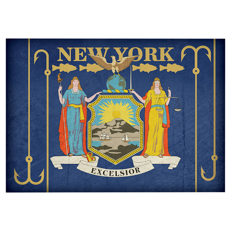 New York Fishing-Themed State Flag Souvenir Magnet