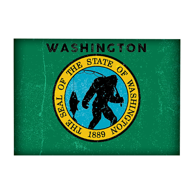 Washington Fishing-Themed State Flag Souvenir Magnet