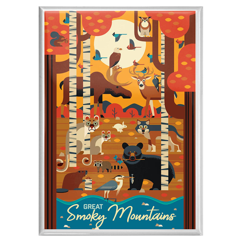 Lantern Press Great Smoky Mountains National Park Forest Art Deco Magnet