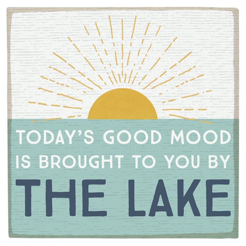 Sincere Surroundings Good Mood Lake Square Magnet