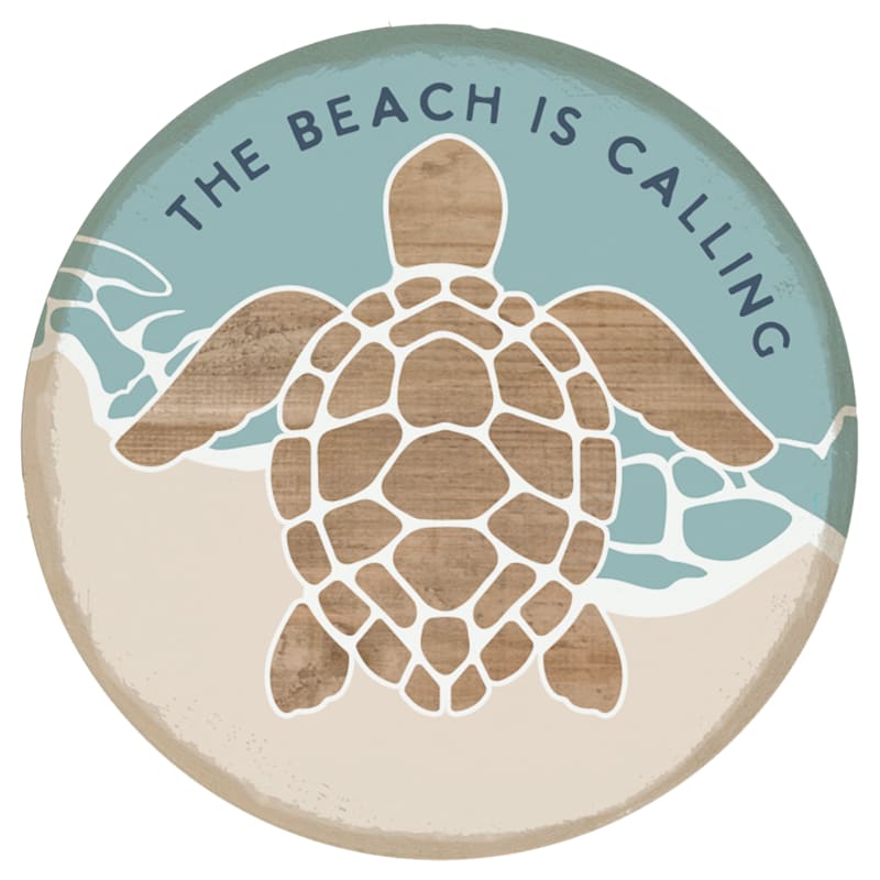 Sincere Surroundings Beach Calling Turtle Round Magnet