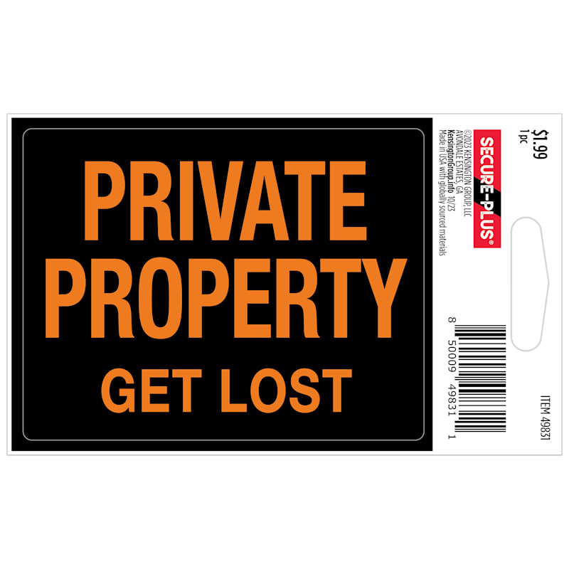 Secure-Plus Private Property Get Lost Sticker