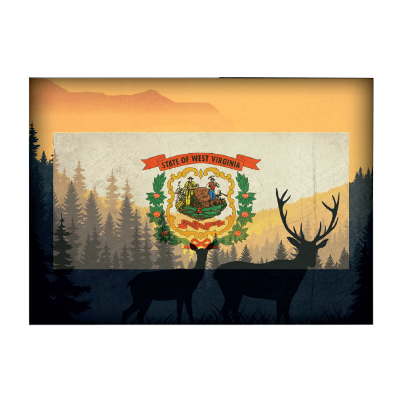 West Virginia Hunting-Themed State Flag Souvenir Magnet