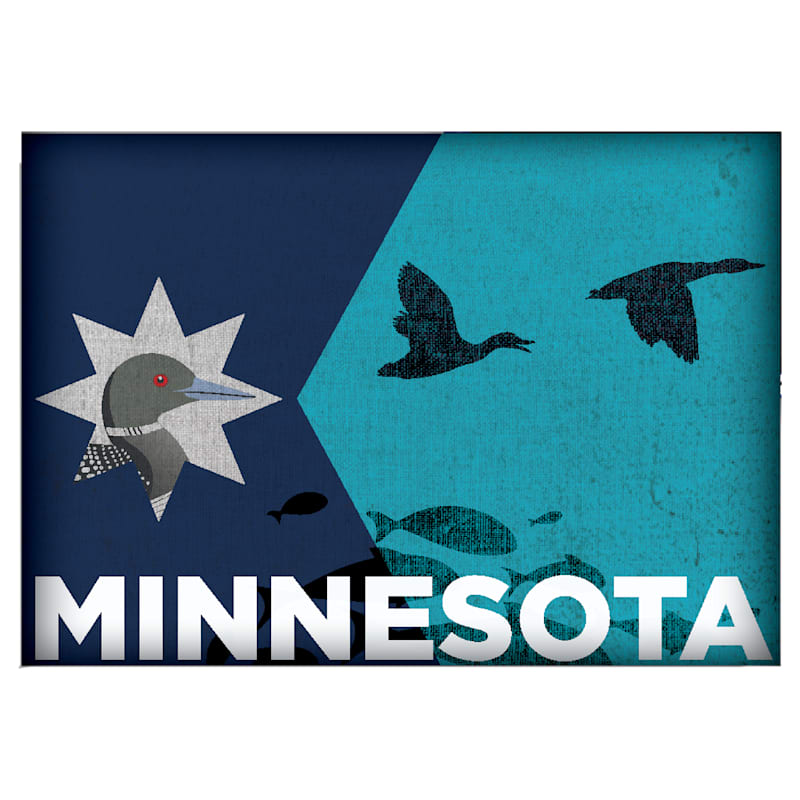 Minnesota Wildlife-Themed State Flag Souvenir Magnet