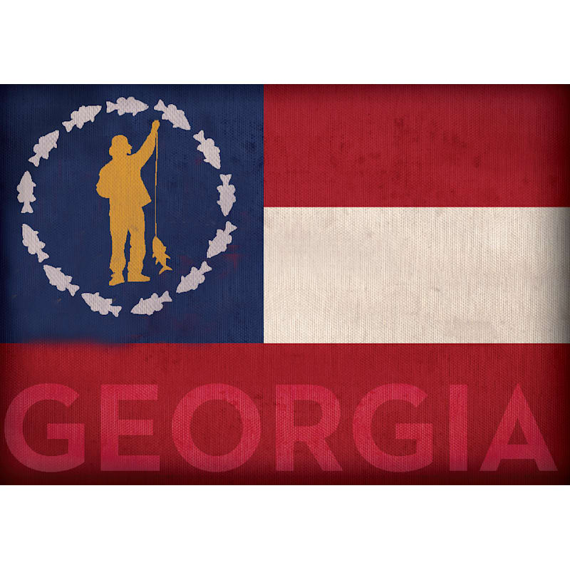Georgia Fishing-Themed State Flag Souvenir Magnet