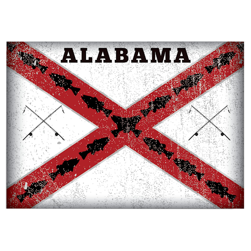 Alabama Fishing-Themed State Flag Souvenir Magnet