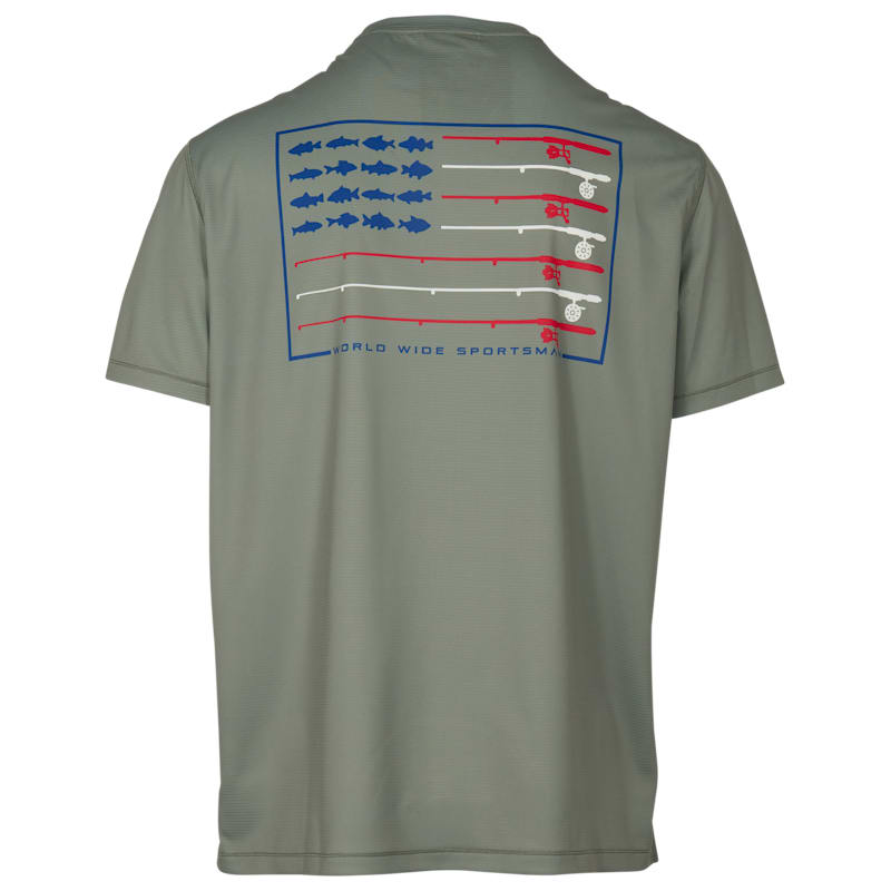 World Wide Sportsman 3D Cool Fishing Flag Graphic Short-Sleeve Shirt