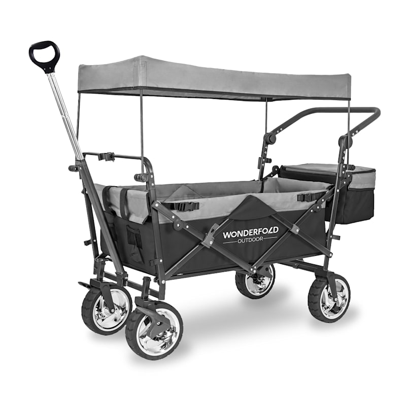 WonderFold Wagon Outdoor S4 Push + Pull Folding Utility Wagon with Canopy