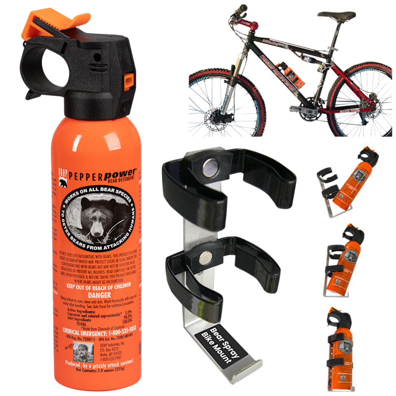 UDAP Pepper Power Premium Bear Spray with Geta-Grip Bike Mount