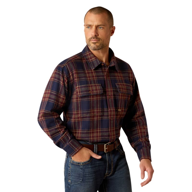Ariat Rebar Heavy Flannel Long-Sleeve Work Shirt for Men