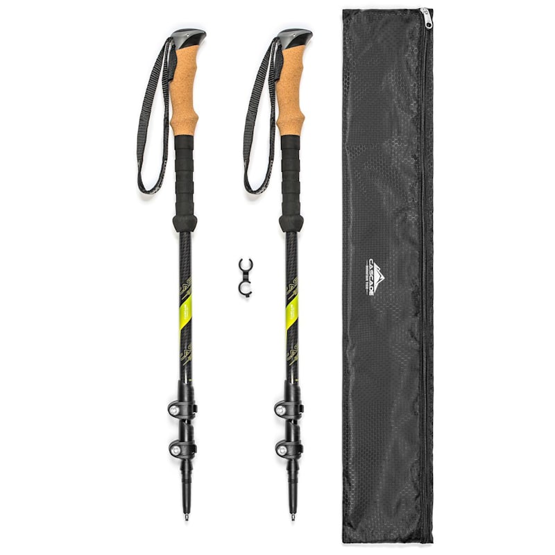 Cascade Mountain Tech Carbon Fiber Quick Lock Trekking Poles with Cork Grip