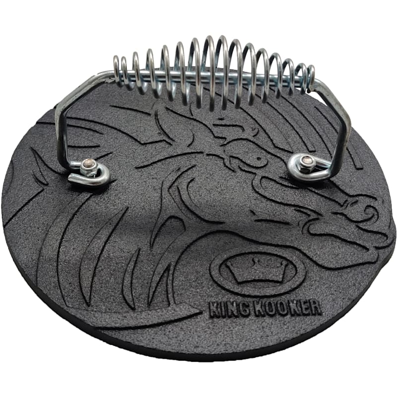 King Kooker Pre-Seasoned Cast-Iron Horse-Shaped Bacon Press