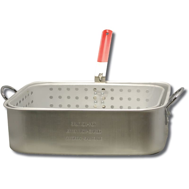 King Kooker 15-Quart Aluminum Rectangular Fry Pan with Basket