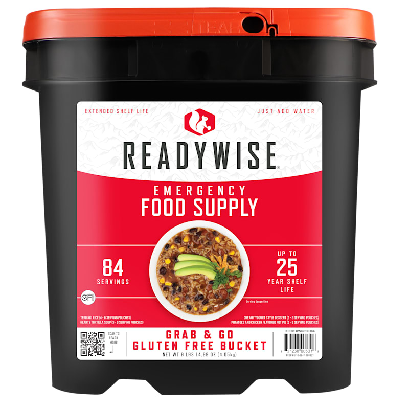 ReadyWise Emergency Food Grab and Go Gluten-Free Bucket