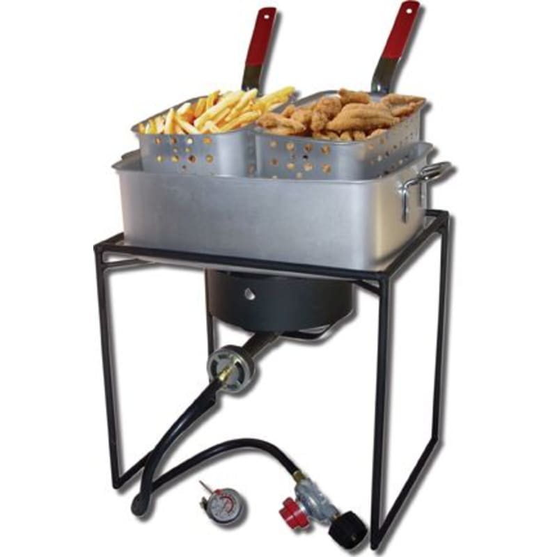 King Kooker 16'' Rectangular Outdoor Cooker Package with Rectangular Fry Pan