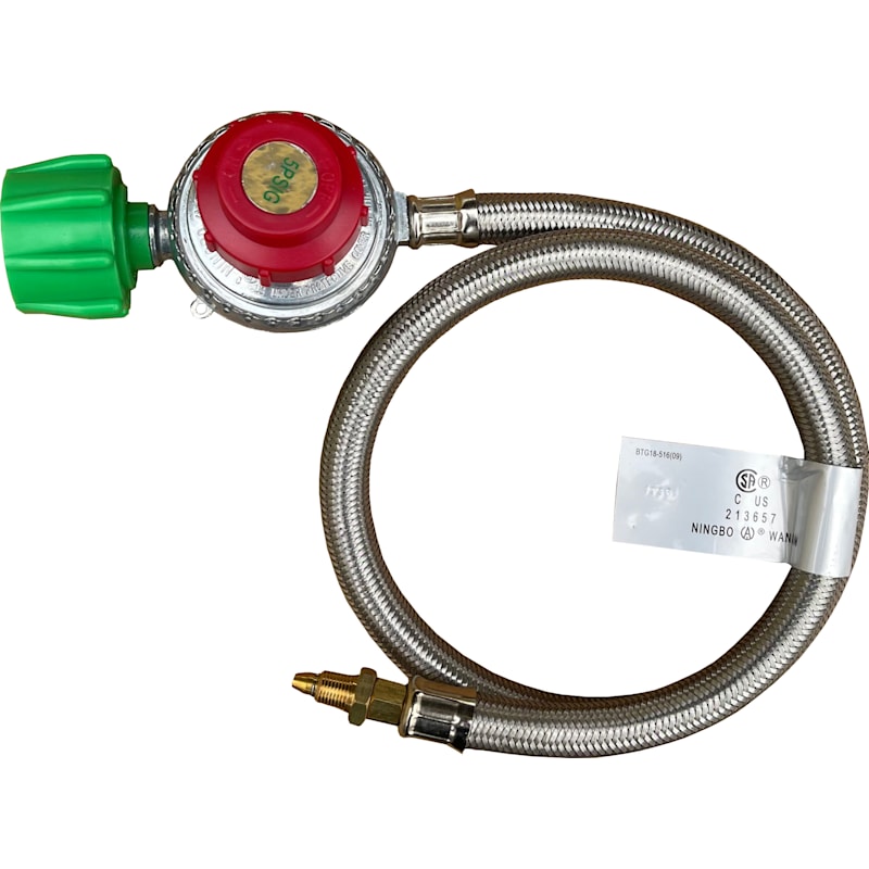 King Kooker Braided Stainless Steel Hose and Regulator with Male Connection