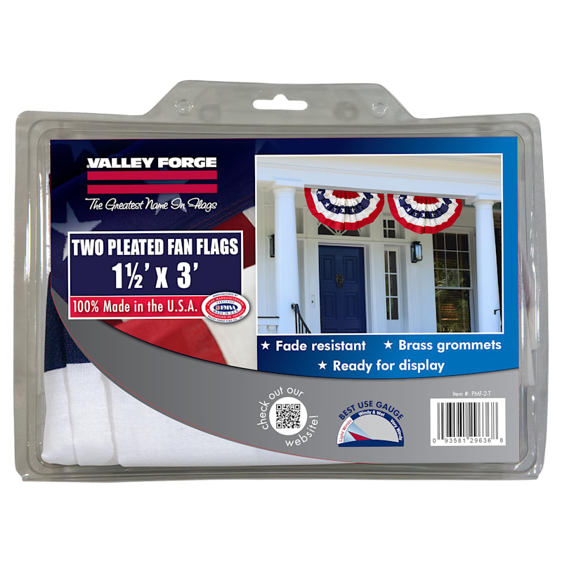 Valley Forge Flag Patriotic Pleated Fan Flag 2-Pack