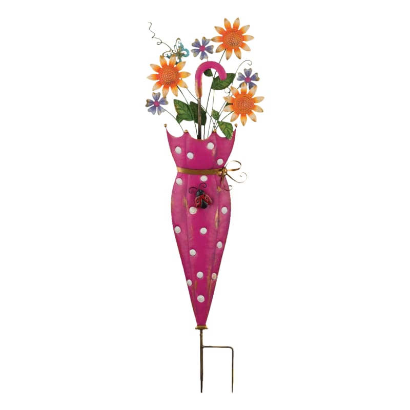 Regal Art & Gift Pink Umbrella Flower Stake