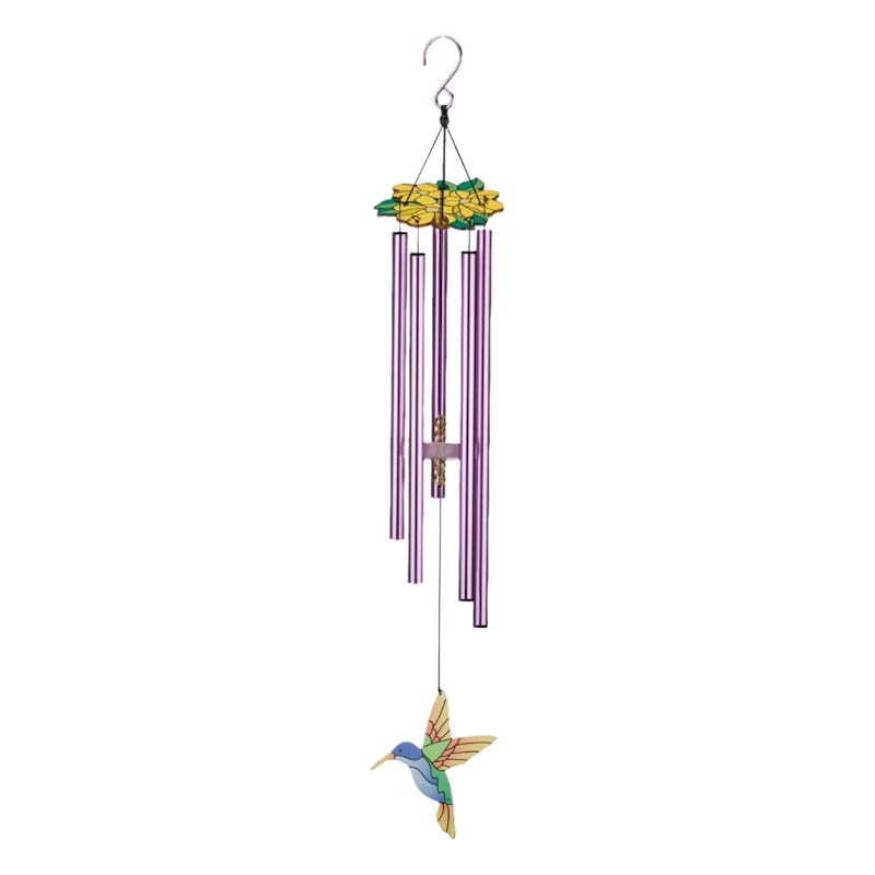 Regal Art & Gift Purple Coronet Hummingbird Floral Chime