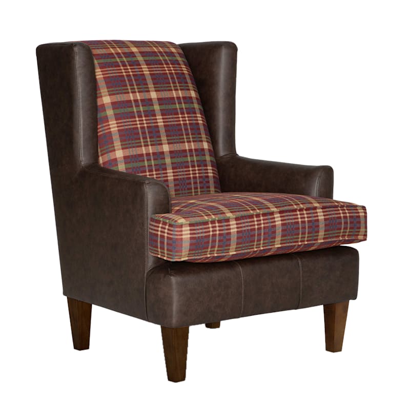 Best Home Furnishings Field & Stream Collection Sterling Plaid Wingback Chair